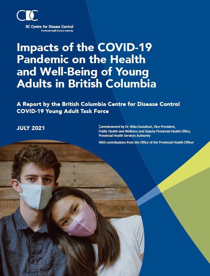 Image of report cover of Impacts of the COVID-19 Pandemic on the Health and Well-Being of Young Adults in British Columbia - link goes to PDF version