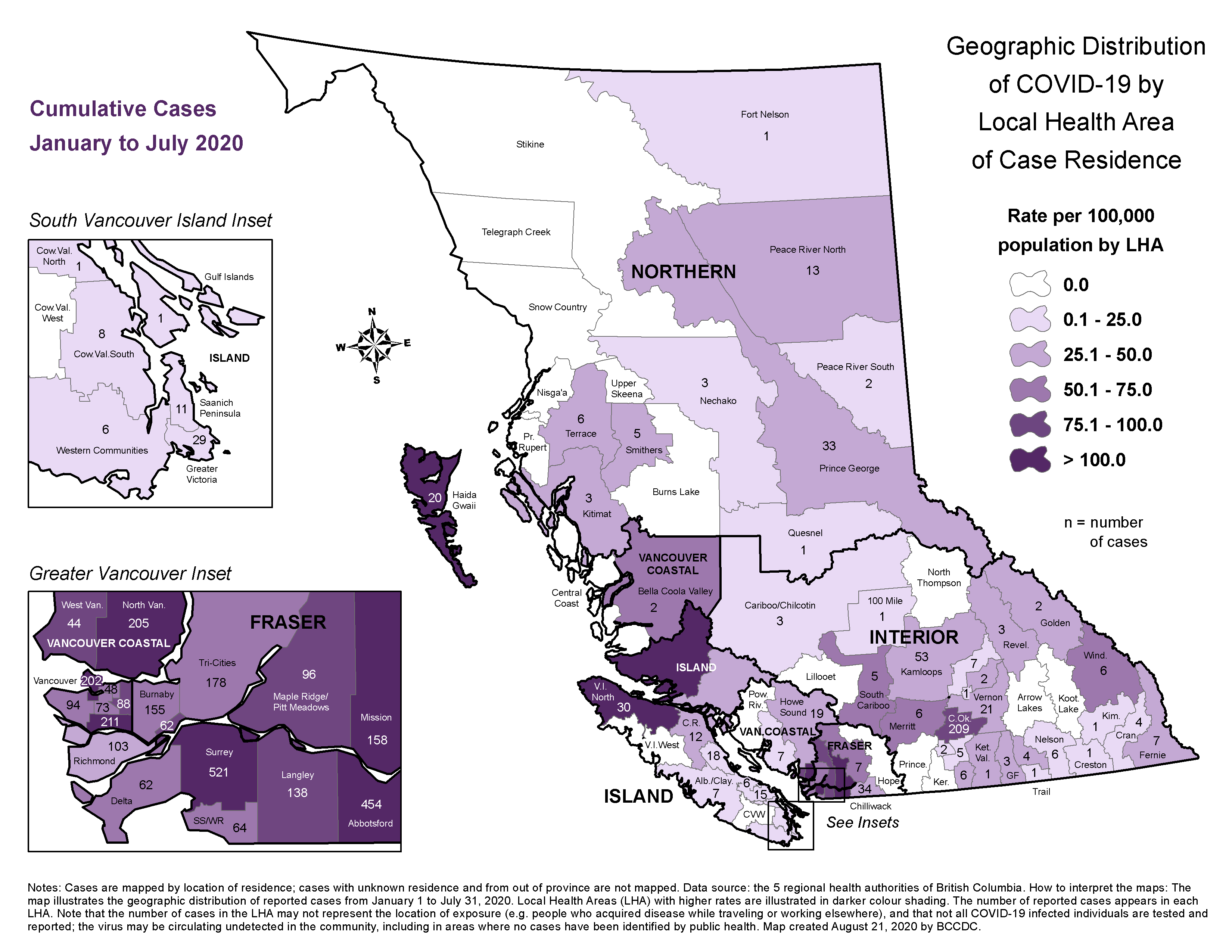 B C Releases Map Showing Regions With Highest Concentrations Of Covid 19 Cases The Globe And Mail