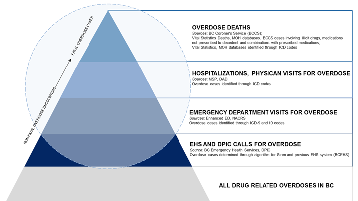 Graph showing the data sources used to identify fatal and non-fatal drug poisonings