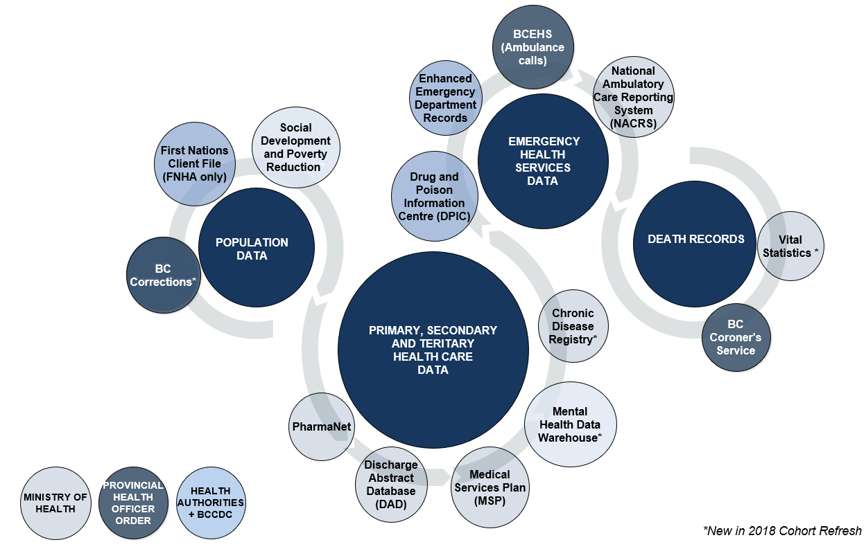 Infographic showing the organization of the BC Provincial Overdose Cohort - link goes to larger image